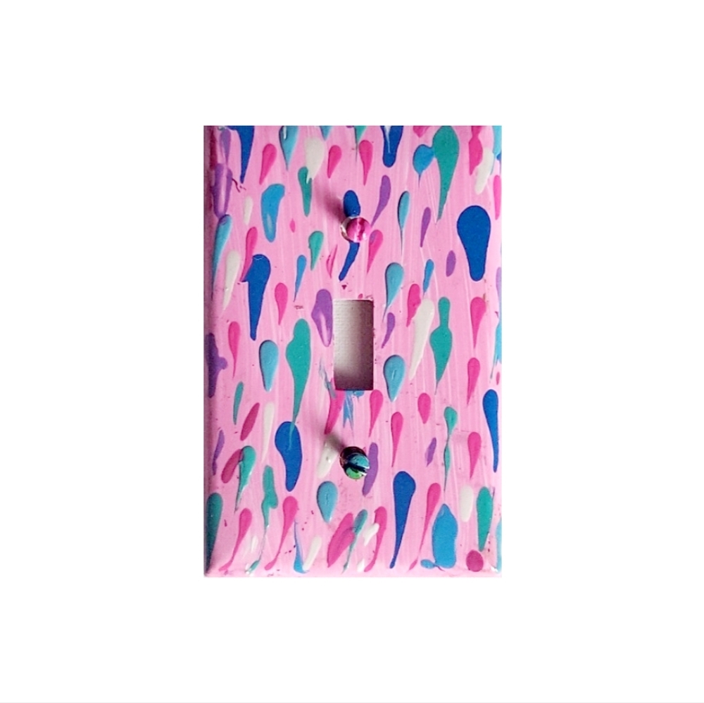 Hand Crafted Abstract Design Single Toggle Light Switch Plate - Picture 2 of 2